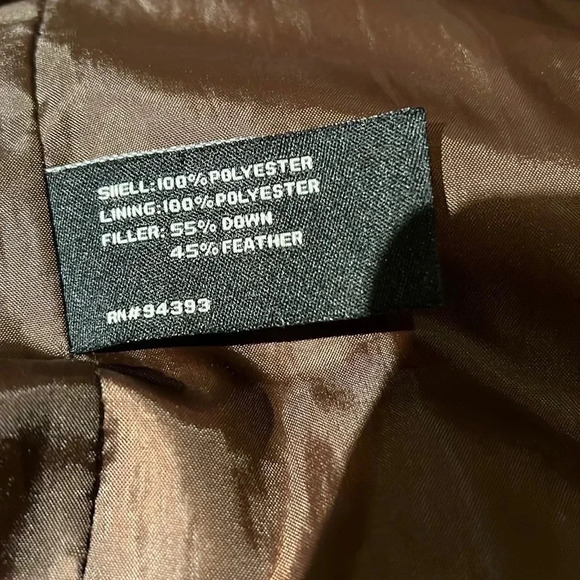 Coffee shop chocolate brown puffer down  jacket Sz L - Picture 11 of 16